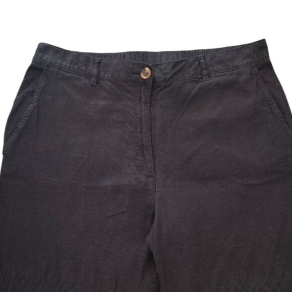 H&M Black High Waist Wide Leg Linen Blend Trouser Pants Plussize 14 - Picture 3 of 13